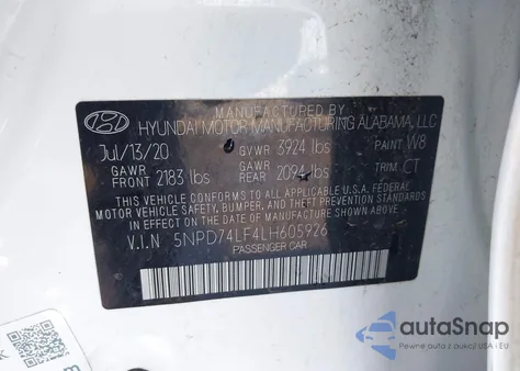 2020 Hyundai Elantra Se from USA, damaged, VIN 5NPD74LF4LH605926